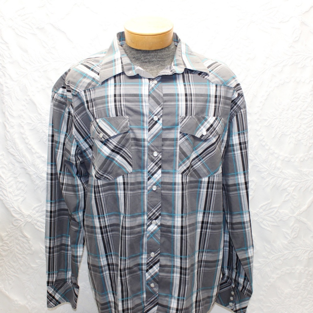 Gioberti Italy Size XXL Long Sleeve  Pearl  Snap